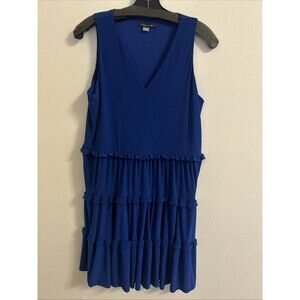 Royal Blue Sleeveless Tommy Hilfiger Women's Tiered Jersey Shift Dress, Size 6